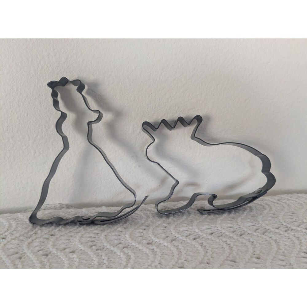 Vintage Princess and Frog Prince Metal Cookie Cutters
